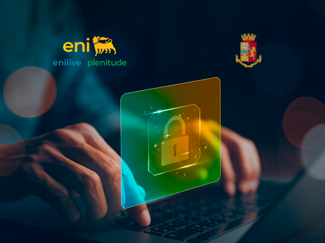 Uomo al PC con lucchetto Phishing page Enilive