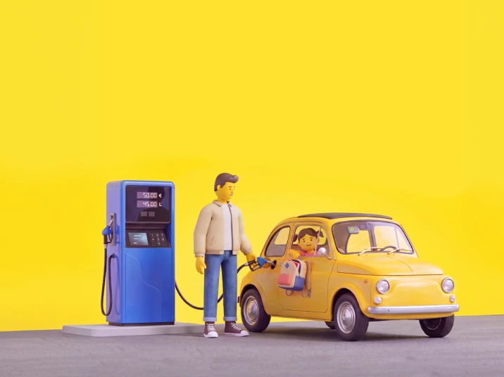 omino che fa rifornimento telepass enilive